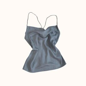 Blue Grey silk satin top
